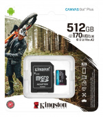 Kingston 512GB microSDXC Canvas Go Plus 170R A2 U3 V30 Card + ADP Kingston 512GB microSDXC Canvas Go Plus 170R A2 U3 V30 Card + ADP