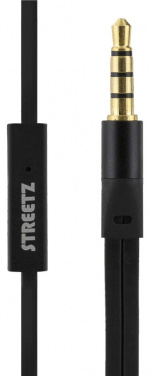 STREETZ in-ear headset, 1-button remote, 3.5mm, microphone, black