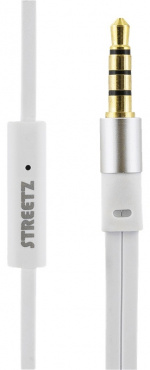STREETZ in-ear headset, 1-button remote, 3.5mm, microphone, white STREETZ in-ear headset, 1-button remote, 3.5mm, microphone, white
