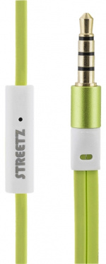STREETZ in-ear headset, 1-button remote, 3.5mm, microphone, lime green