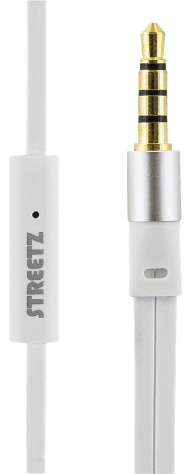 STREETZ stay-in-ear headset, 1-button remote, 3.5mm, microphone, white STREETZ stay-in-ear headset, 1-button remote, 3.5mm, microphone, white