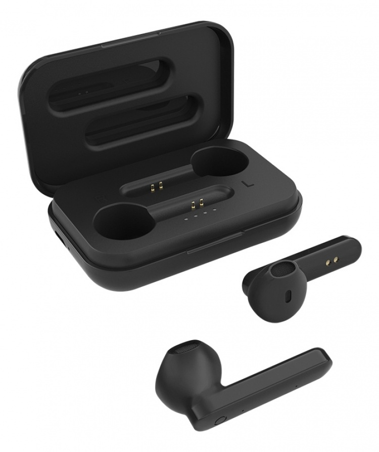 STREETZ True Wireless Stereo earbuds with charging case, semi-in-ear,