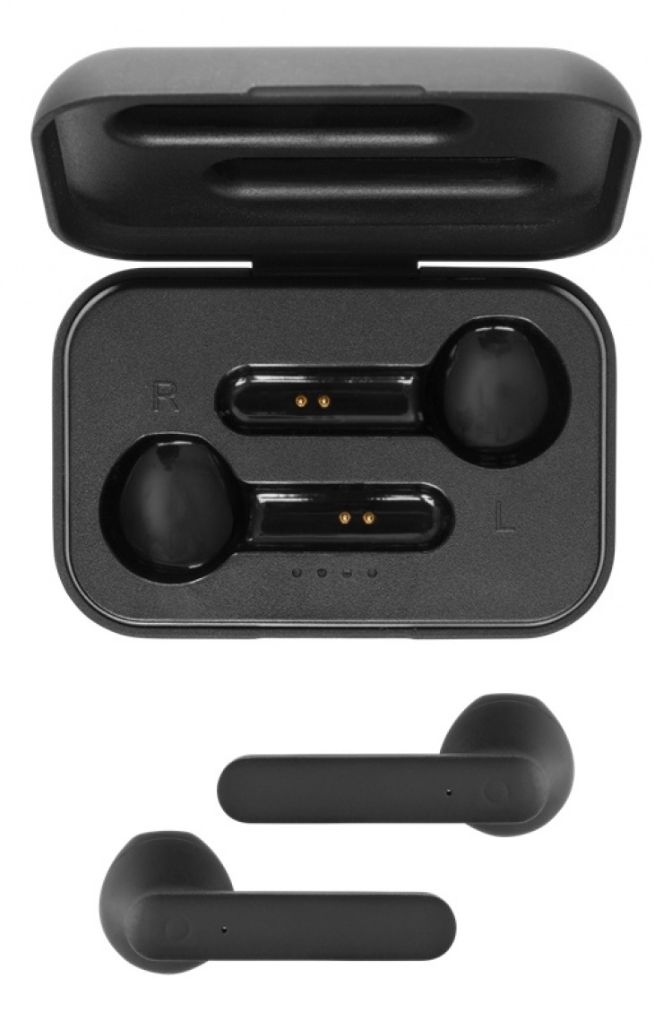 STREETZ True Wireless Stereo earbuds with charging case, semi-in-ear,