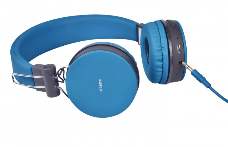 STREETZ Foldable on-ear BT headset, 3.5 mm, blue STREETZ Foldable on-ear BT headset, 3.5 mm, blue