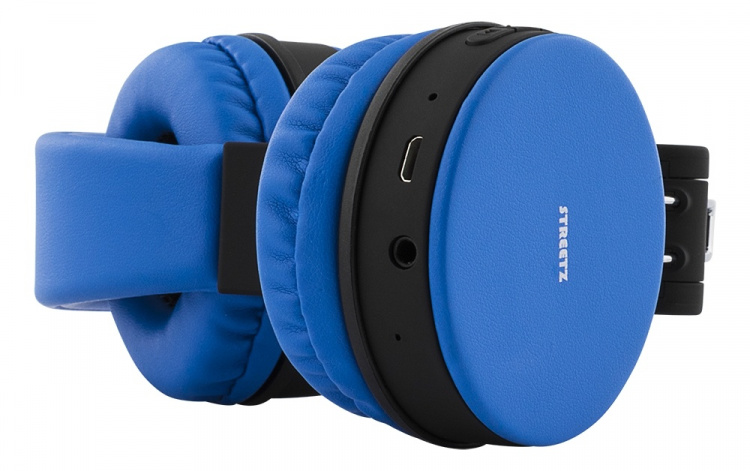 STREETZ Foldable on-ear BT headset, 3.5 mm, blue STREETZ Foldable on-ear BT headset, 3.5 mm, blue