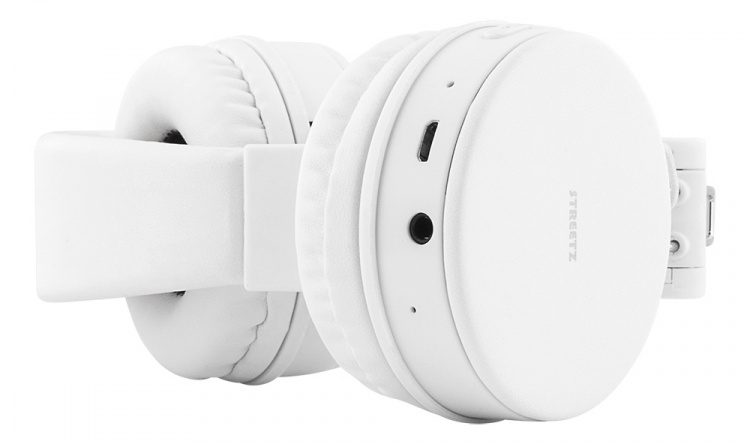 STREETZ Foldable on-ear BT headset, 3.5 mm, white STREETZ Foldable on-ear BT headset, 3.5 mm, white