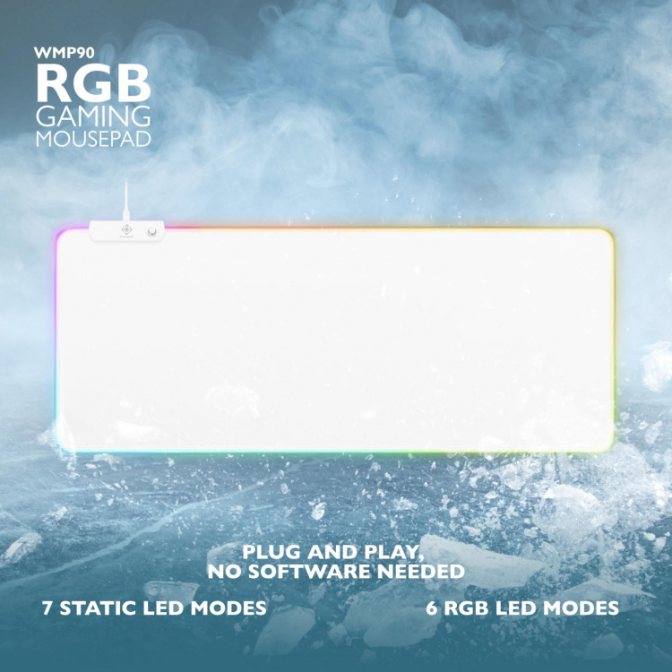 WHITE LINE WMP90 RGB mousepad, 900x360x4mm, 13 LED modes, white
