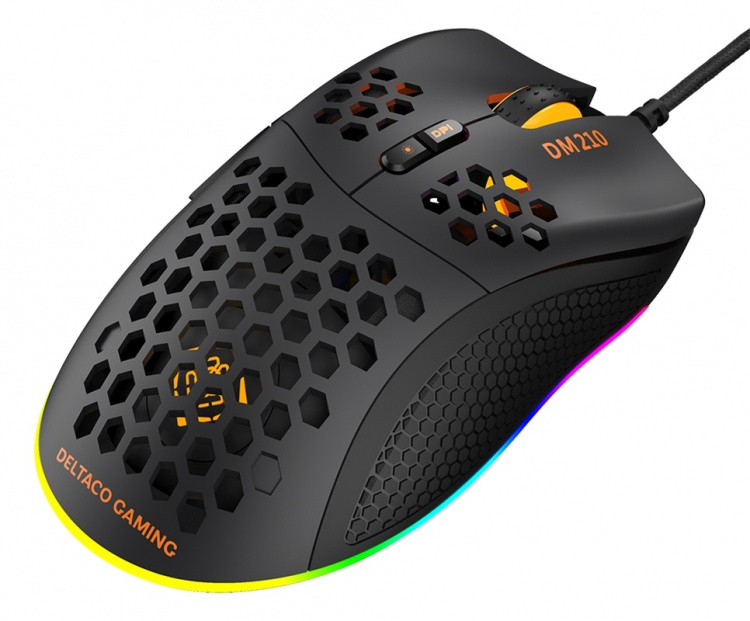 DELTACO GAMING DM210 lightweight gaming mouse, RGB, black DELTACO GAMING DM210 lightweight gaming mouse, RGB, black