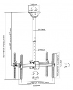 DELTACO OFFICE Telescopic back-to-back LED/LCD ceiling mount, 37-70