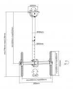 DELTACO OFFICE Telescopic full-motion LED/LCD ceiling mount, 37-70