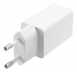 DELTACO USB wall charger, 2x USB-A, 2.4 A, total 12 W, white