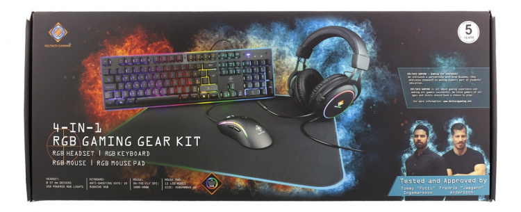 DELTACO GAMING 4in1 RGB kit with Keyboard, Mouse, Headset, Mousepad