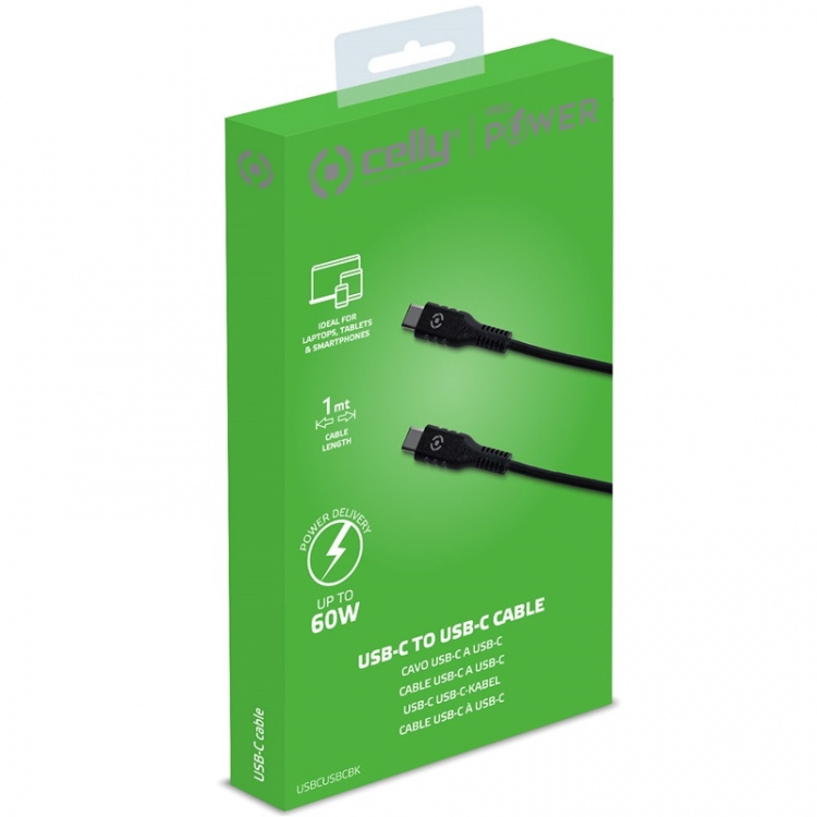 Celly USB-PD USB-C - USB-C Cable 60W Celly USB-PD USB-C - USB-C Cable 60W
