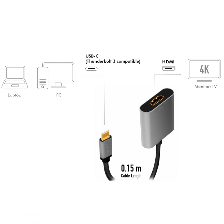 LogiLink USB-C -> HDMI-adapter 4K/60Hz