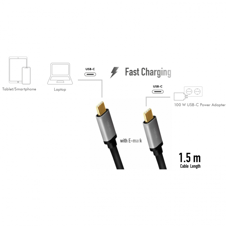 LogiLink USB-C-kabel PD 3.0 100W 480 Mb LogiLink USB-C-kabel PD 3.0 100W 480 Mb