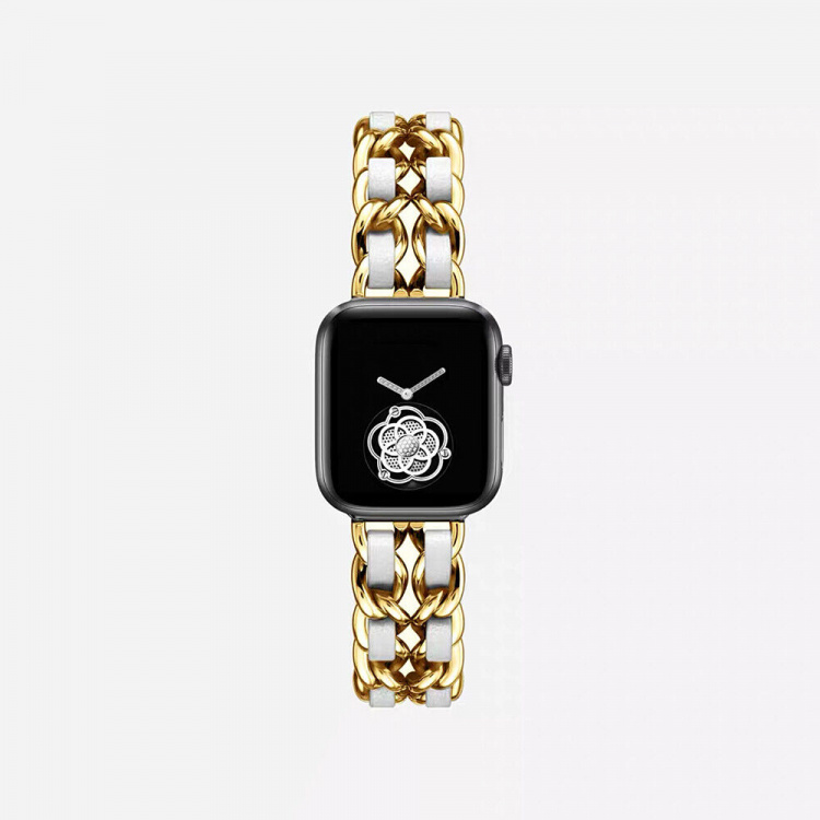 Stylish Metal Band for Apple Watch 38/40/41mm, Gold/White Stylish Metal Band for Apple Watch 38/40/41mm, Gold/White