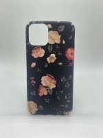 Marble case with dark floral pattern for iPhone 11