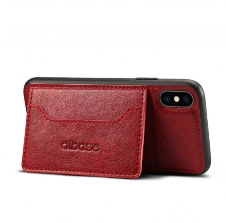 Trendy iPhone XS/X Leatherette Case with Card Pocket, Red