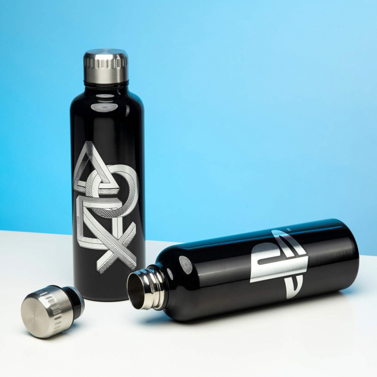 Paladone PlayStation Metal Water Bottle, Black