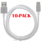 10-PACK Cable USB-A - USB-C 2.4A, 1m, White
