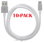 10-PACK Cable USB-A - MicroUSB 2.4A, 1m, White