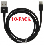 10-PACK Cable USB-A - MicroUSB 2.4A, 1m, Black