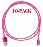 10-PACK Cable USB-A - USB-C 2.4A, 1m, Pink