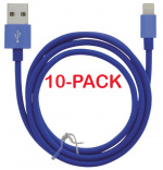 10-pack Cable USB-A - Lightning 2.4A, 1m, Blue