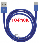 10-PACK Cable USB-A - USB-C 2.4A, 1m, Blue