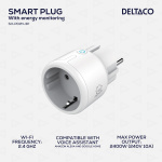 DELTACO SMART HOME strömbrytare, LED-indikator, WiFi 2,4GHz, 1xCEE 7/3, 10A, timer, 3-pack, Vit