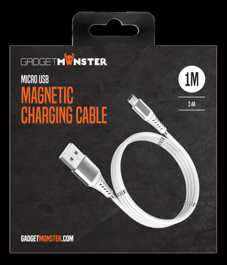 GADGETMONSTER Magnetic USB-A-Micro USB Charge Cable, 1m GADGETMONSTER Magnetic USB-A-Micro USB Charge Cable, 1m