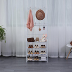 Herzberg Segmented Hallstand Clothes Hanger with 4 Shelves Shoe Rack - 60x155cm