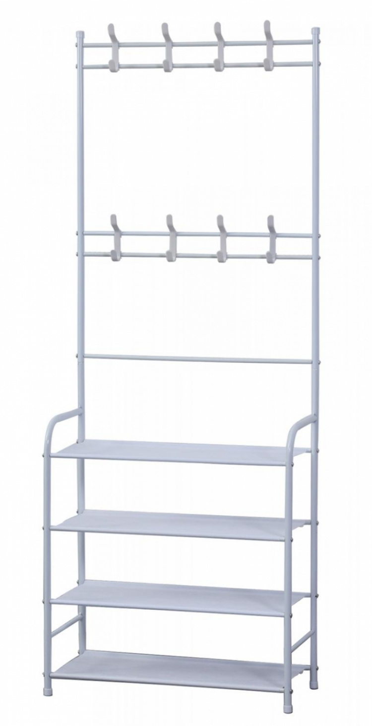 Herzberg Segmented Hallstand Clothes Hanger with 4 Shelves Shoe Rack - 60x155cm