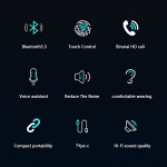 ET03 True Wireless Bluetooth Headphones, Black ET03 True Wireless Bluetooth Headphones, Black