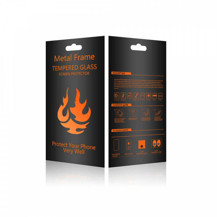 Tempered glass with metal frame for iPhone 15 Pro Tempered glass with metal frame for iPhone 15 Pro