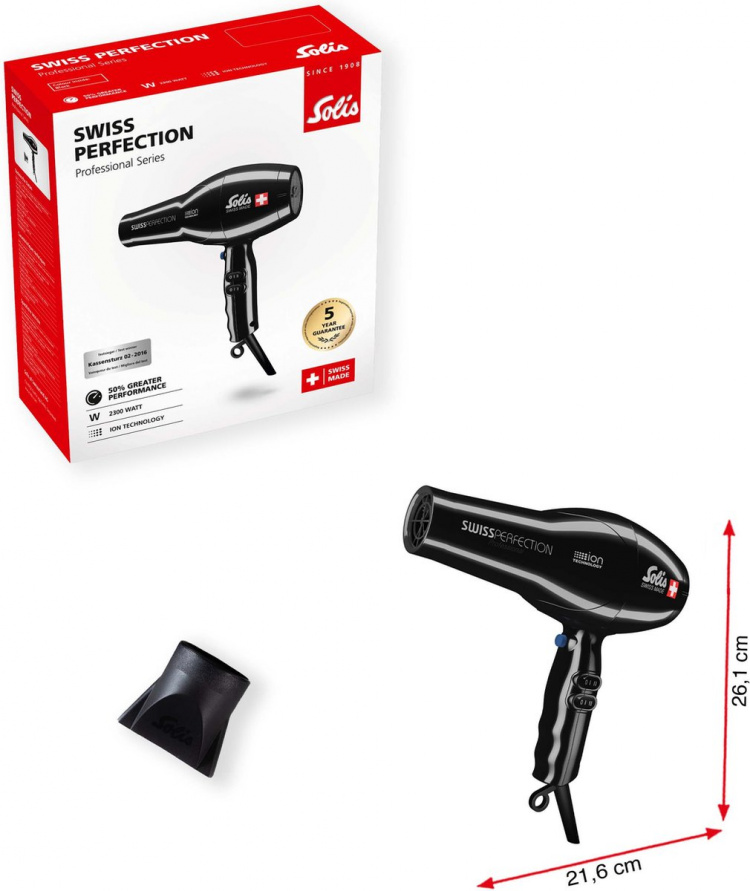 Solis Swiss Perfection 440 Black Hair Dryer