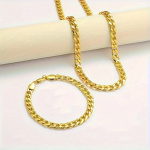 Gold colored chain necklace (40cm) & bracelet (20cm)