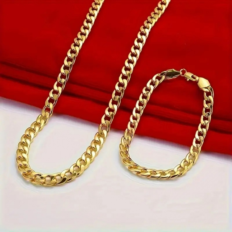 Gold colored chain necklace (40cm) & bracelet (20cm)
