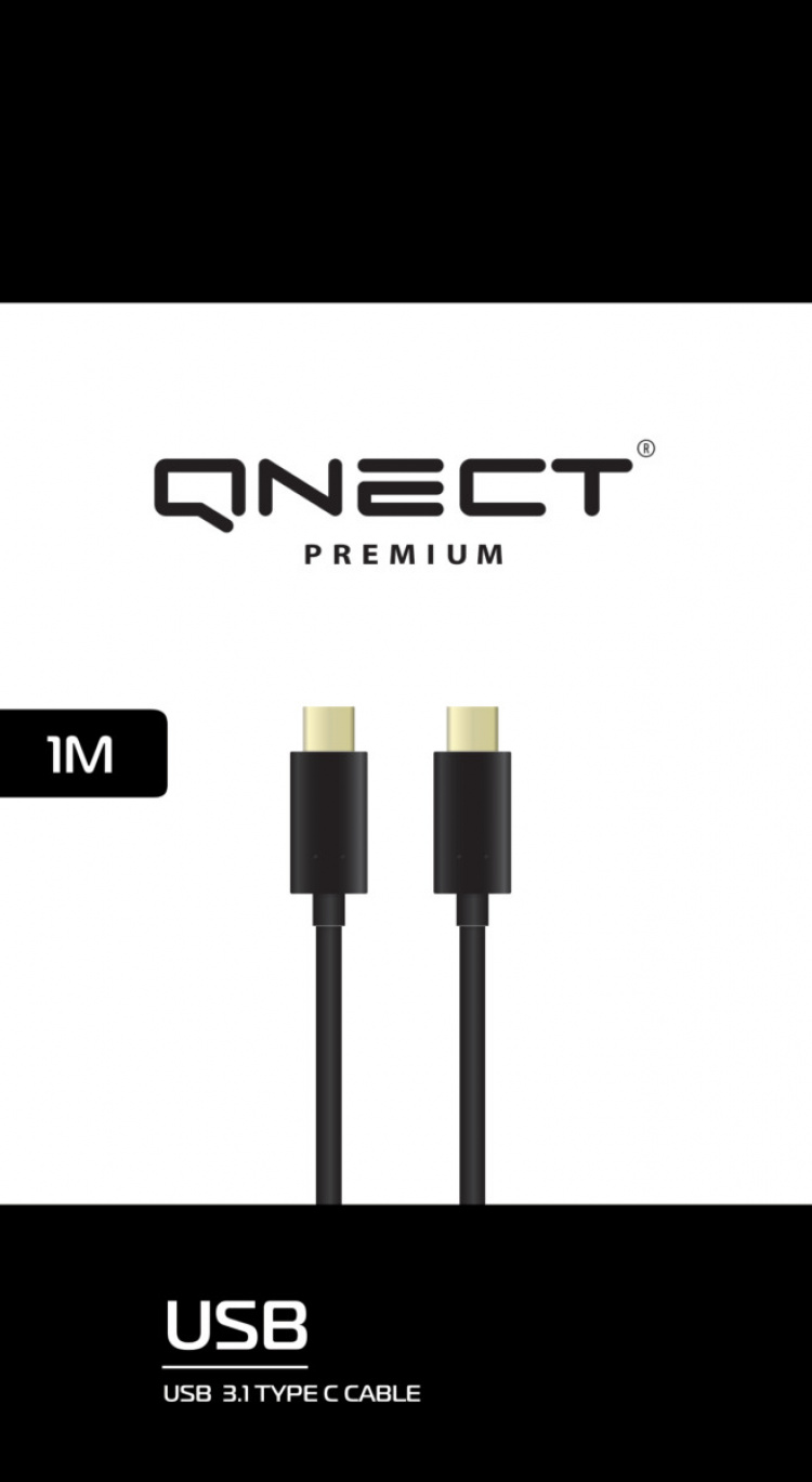 QNECT USB 3.1 type C male - type C male 10GB 60W, 1m