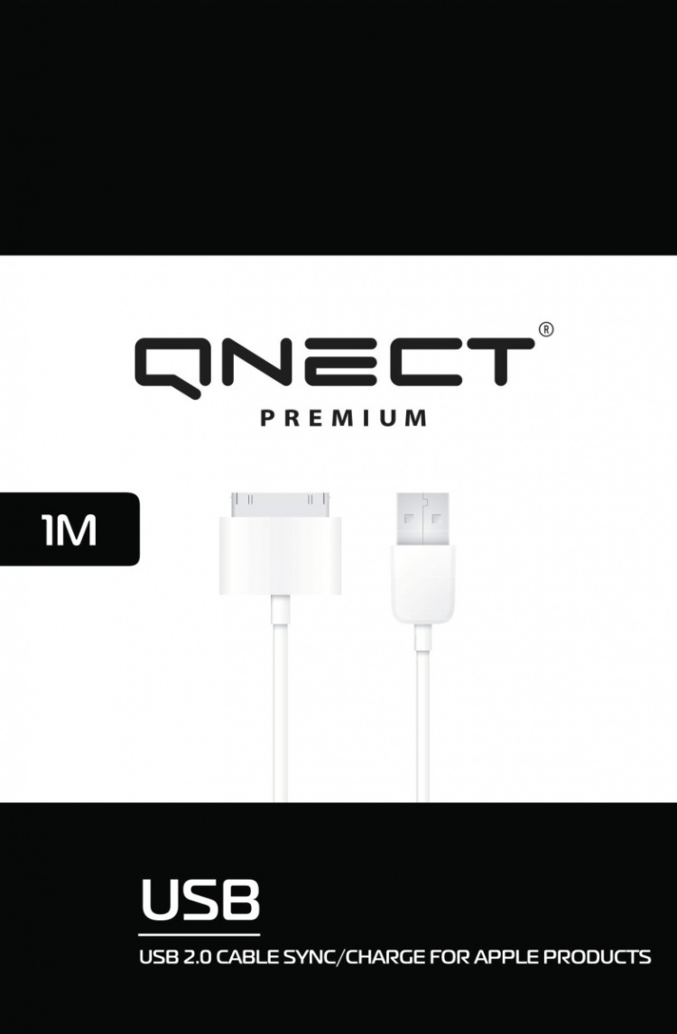 QNECT USB 2.0 type A male - 30-Pin, 1m, White