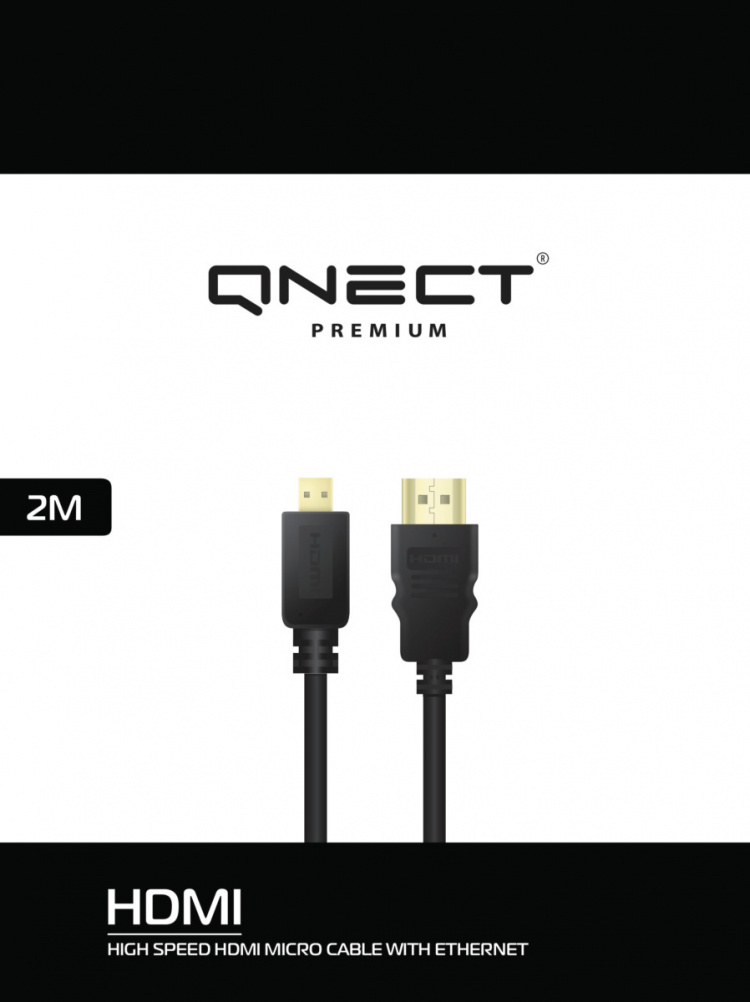 QNECT High Speed HDMI cable w/Ethernet A - D, 2m
