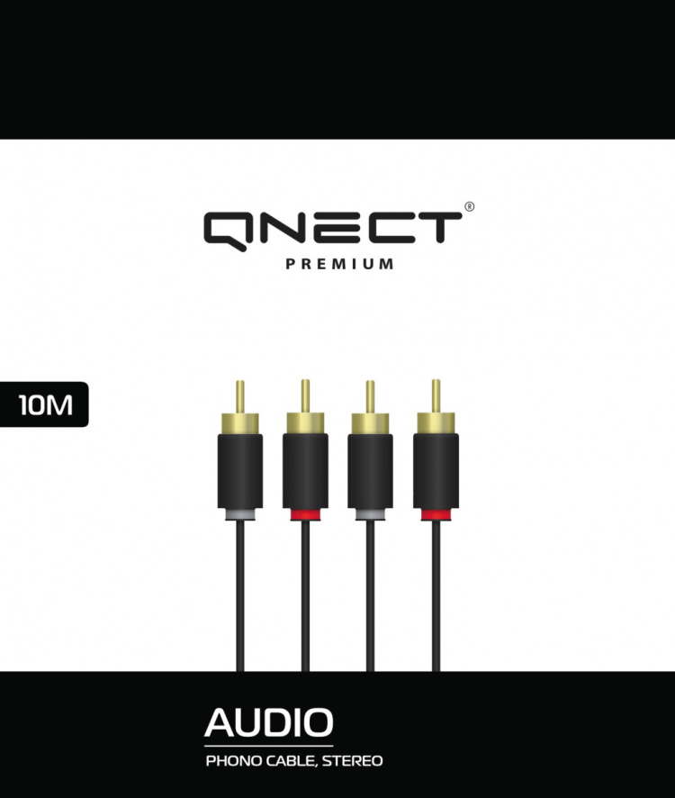 QNECT Phono 2xRCA male - 2xRCA male, 10m QNECT Phono 2xRCA male - 2xRCA male, 10m