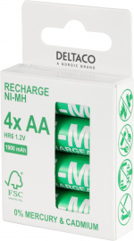 DELTACO Ultimate Ni-Mh rechargeable, LR6/AA size, 1900mAh, 4-pack (SG)