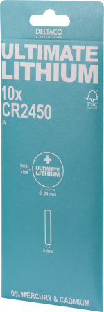 DELTACO Ultimate Lithium-batteri, 3V, CR2450 knappcell, 10-pack