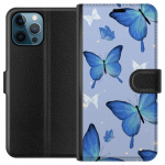 Wallet case for Apple iPhone 12 Pro with Blue butterflies design