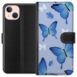 Wallet case for Apple iPhone 13 mini with Blue butterflies design