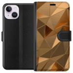 Wallet case for Apple iPhone 14 with 3D Gold design