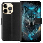 Wallet case for Apple iPhone 15 Pro with Wolf design