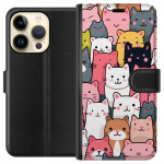 Wallet case for Apple iPhone 15 Pro with Cat pattern design