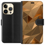 Wallet case for Apple iPhone 15 Pro with 3D Gold design